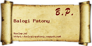 Balogi Patony névjegykártya